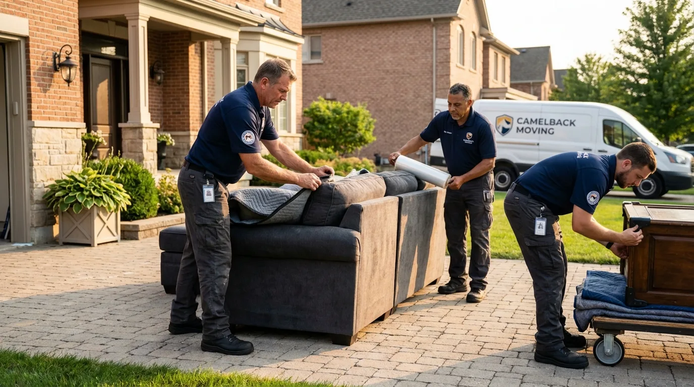 Large estate moving crew wrapping furniture in Uniontown, PA